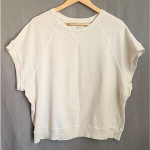 The Great. Cream Cotton Short Sleeve Relaxed Sweatshirt, size 3/L